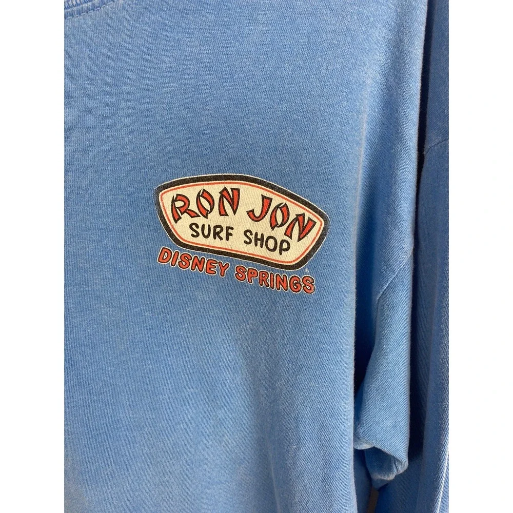 Vintage Ron Jon Surf Shop SZ Med Blue Graphic Rocker Skater Surfer Beach Boating